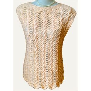 HAND KNIT Peach Cable Knit Sweater Vest Size S